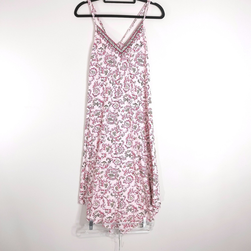 Lucky Brand Asymmetrical Maxi Dress; Floral Paisley Halter Neck